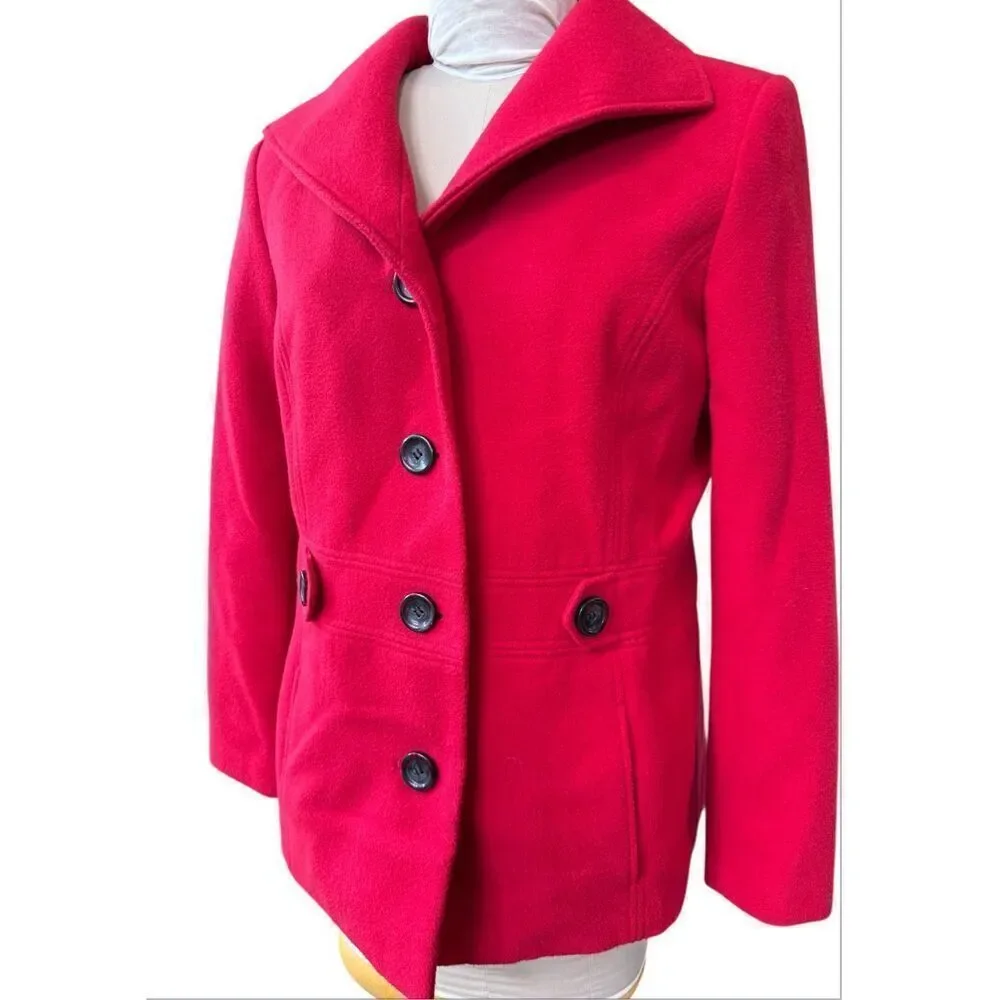 JM Collection Women’s Pea Coat Ted Button Front Sz. M Lined Classic